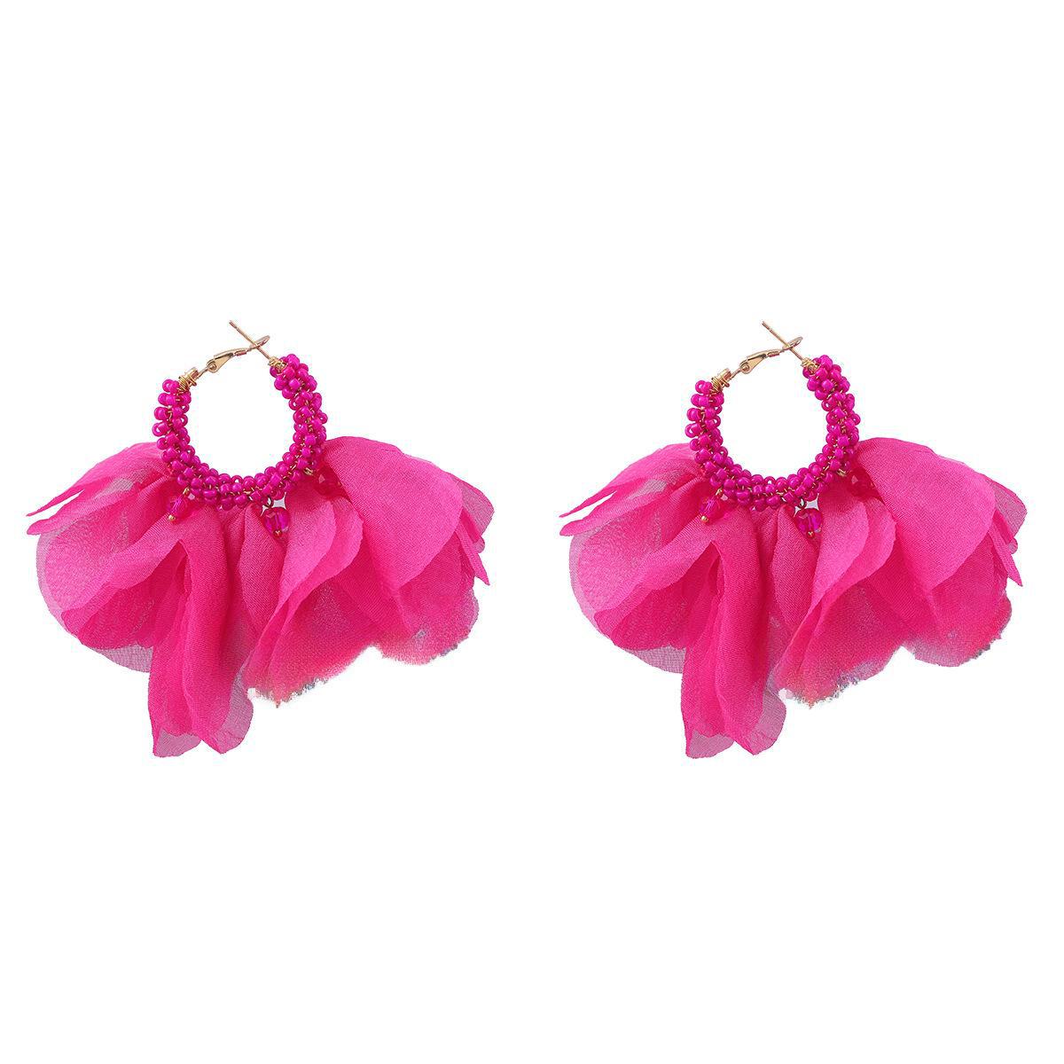 

Серьги-цветы из рисовых бусин в богемном этническом стиле