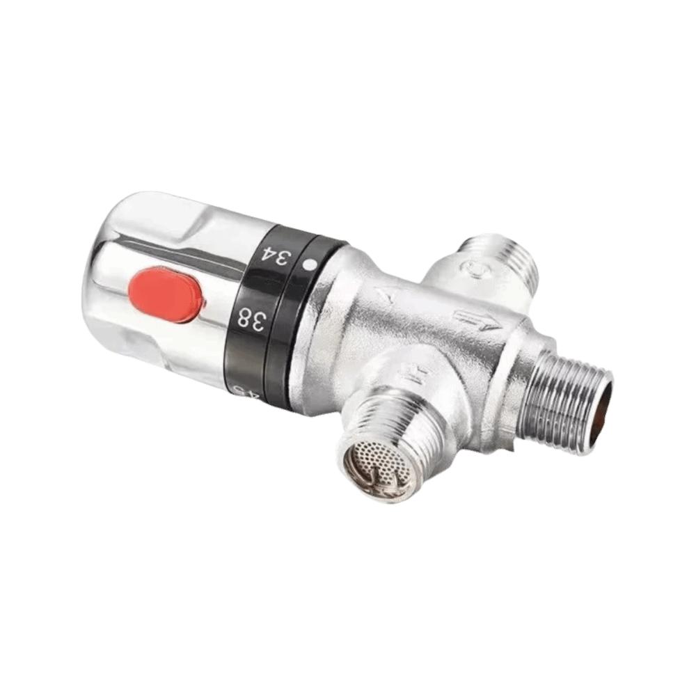 3Way Thermostatic Mixing Valve Solid Brass Temperature Control Valve Bathroom Faucet