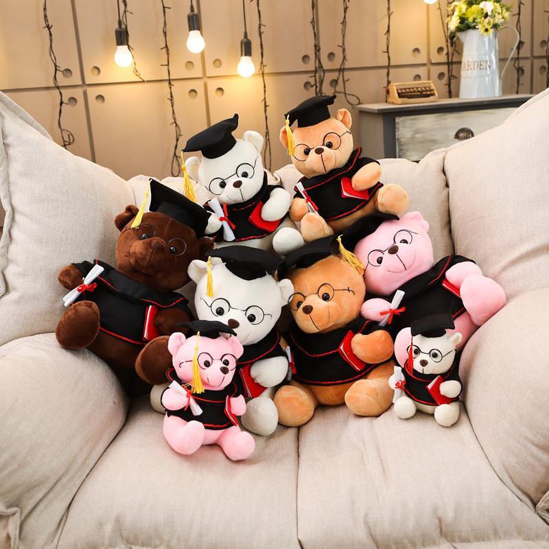 Cute Teddy Bear Plush Toy With Doctor Cap Graduation Doll Gift