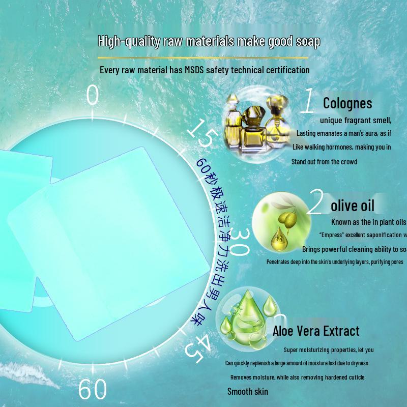 Men's Handmade Soap: Refreshing Cologne Face Wash for Oil Control, Acne and Blackhead Removal