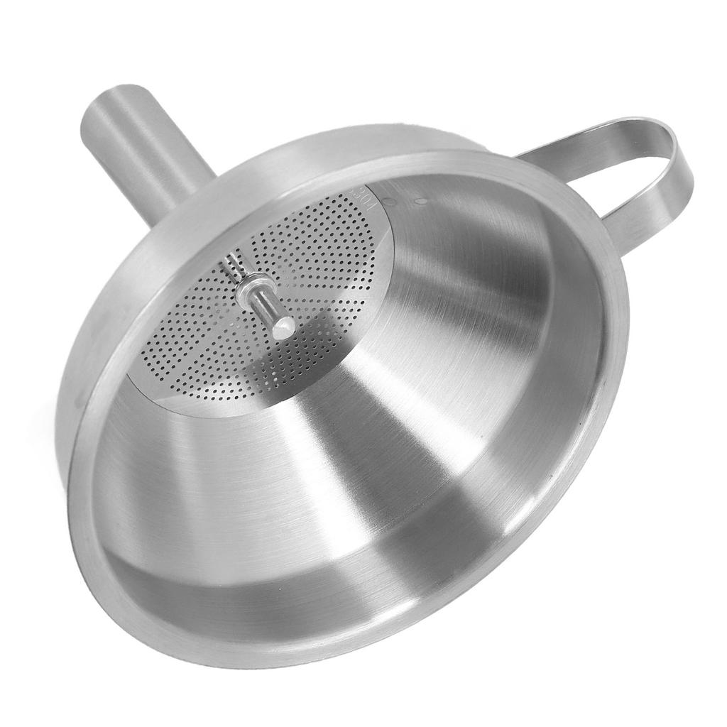 Stainless Steel Funnel with Strainer Brush Slick Exterior Thickened Handle Kitchen Industrial Large Funnel