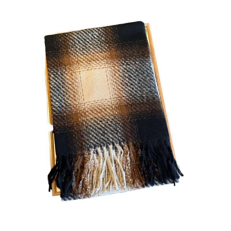 Winter New Gradual Change Plaid Thickened Fringed Scarf Couple Gift High-end Scarf