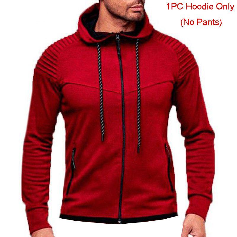 

Мужской спортивный костюм Комплект Толстовка с капюшоном Куртка с капюшоном Брюки Штаны Спортивный костюм для спортзала Пот Wine Red Hoodie(1PC),L