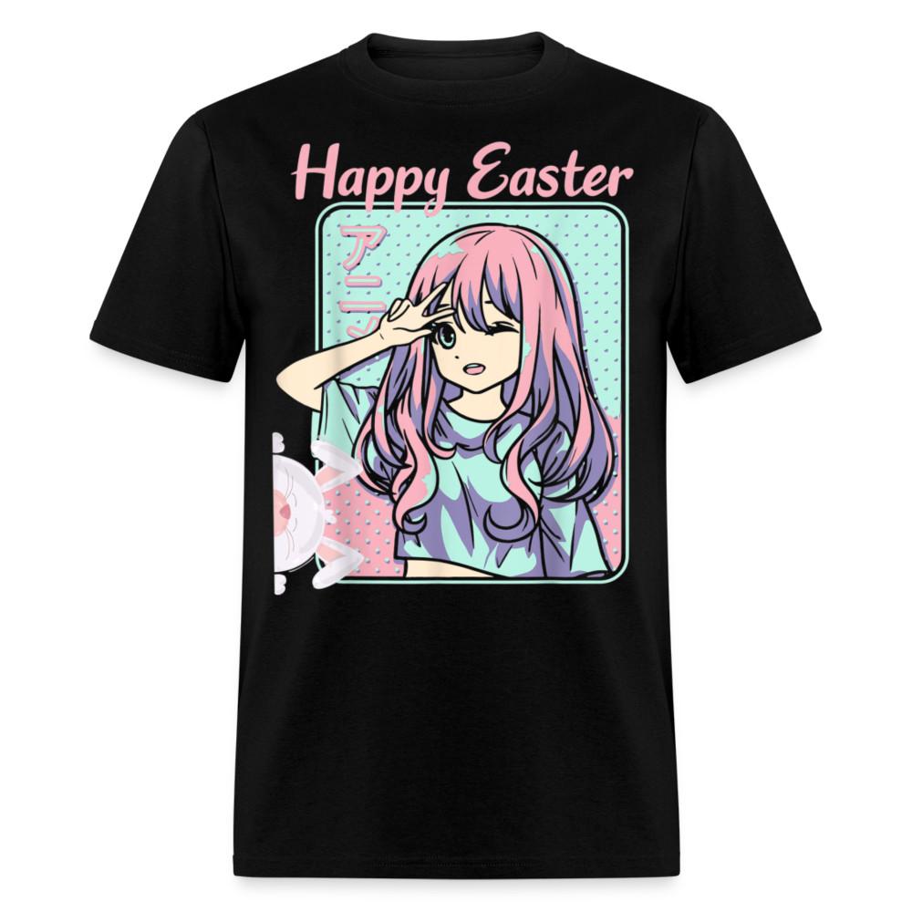 

Happy Easter Easter Day Kawaii Anime Girl and Easter Bunny T-Shirt L