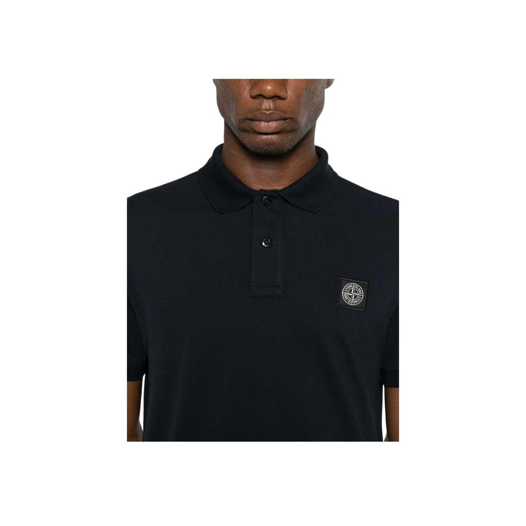 STONE ISLAND Logo Button Short Sleeve Polo Shirt Men Polo Shirts Blue K1S1522002-SCS0017-V0020