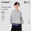 Pudding Haru Boys' Plaid Patchwork Layered Sweatshirt