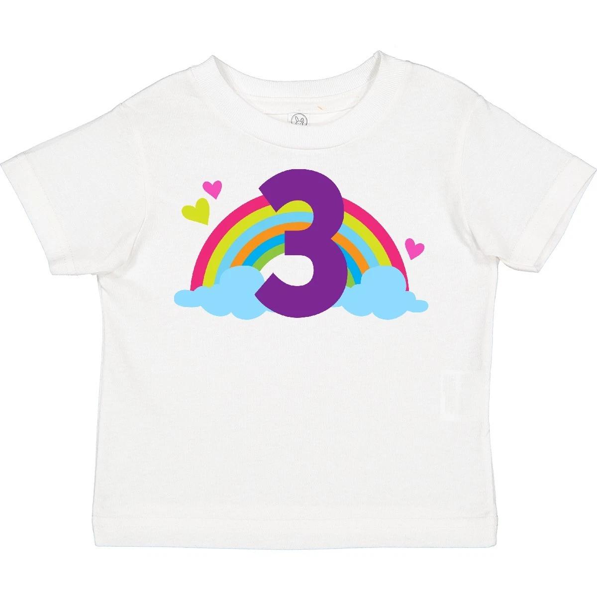 

Inktastic 3rd Birthday Rainbow Number 3 Toddler kids boys T-Shirt Third Three Girls Childs 100