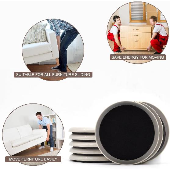 Furniture Sliders, 8 Pcs 3 1/2'' Furniture Sliders Pads for Hardwood Floors, Chair Legs Floors Protectors, Reusable Round Glides Glider, Heavy Duty