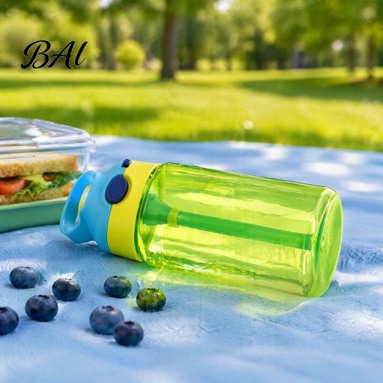 Anti Choking Training Bottle for Kids Cartoon Sippy Cup, 470ml Water with Straw Adjustable Strap, Pop Up Toddler Lid Flip Top Tumbler School, Portable