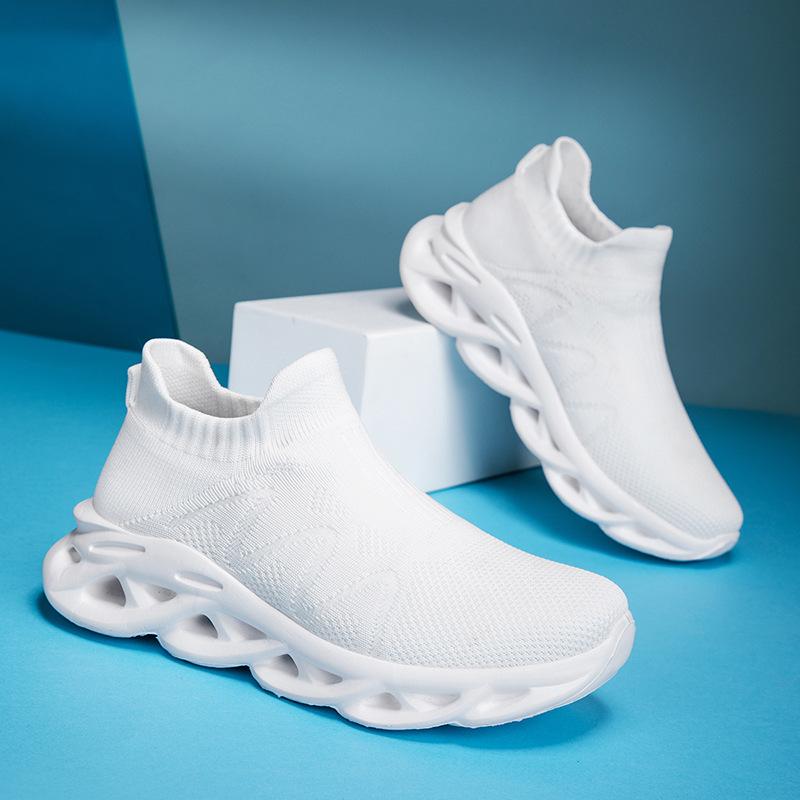 Large size casual fashion lazy one pedal fly-woven socks shoes running shoes couple sports casual shoes 36