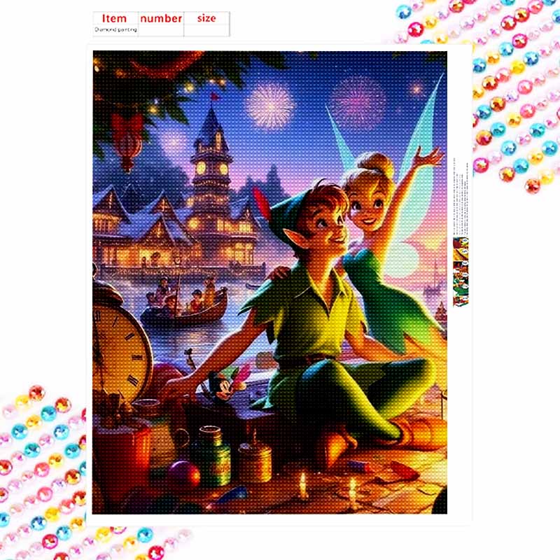 Disney 5D Diamond Painting Set DIY Peter Pan Tinkerbell Diamond Decorative Painting Home DecorationGiftArt