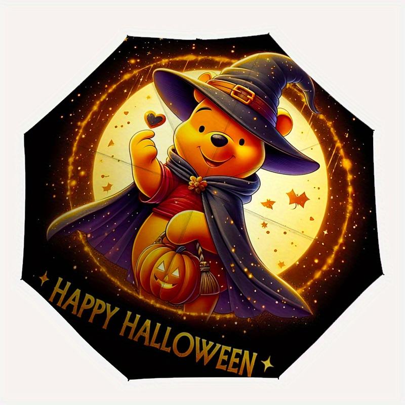 Winnie the Pooh, Halloween Automatic Opening and Closing Umbrella, Compact Travel Umbrella, Lightweight and Portable, Suitable for Beach Com