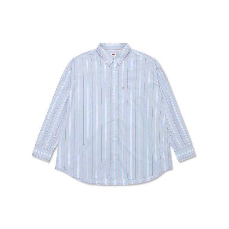 Levi s Relaxed Fit Striped Long Sleeve Shirt Light Blue Men A1915-0003 L