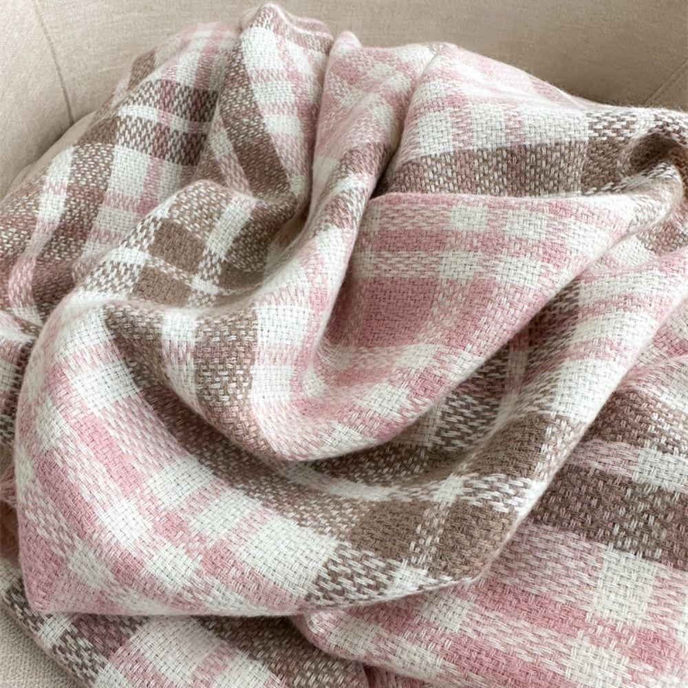 Windproof Winter Plaid Scarf Thick Warm Women Wrap Shawls Casual Long Tassel Scarves