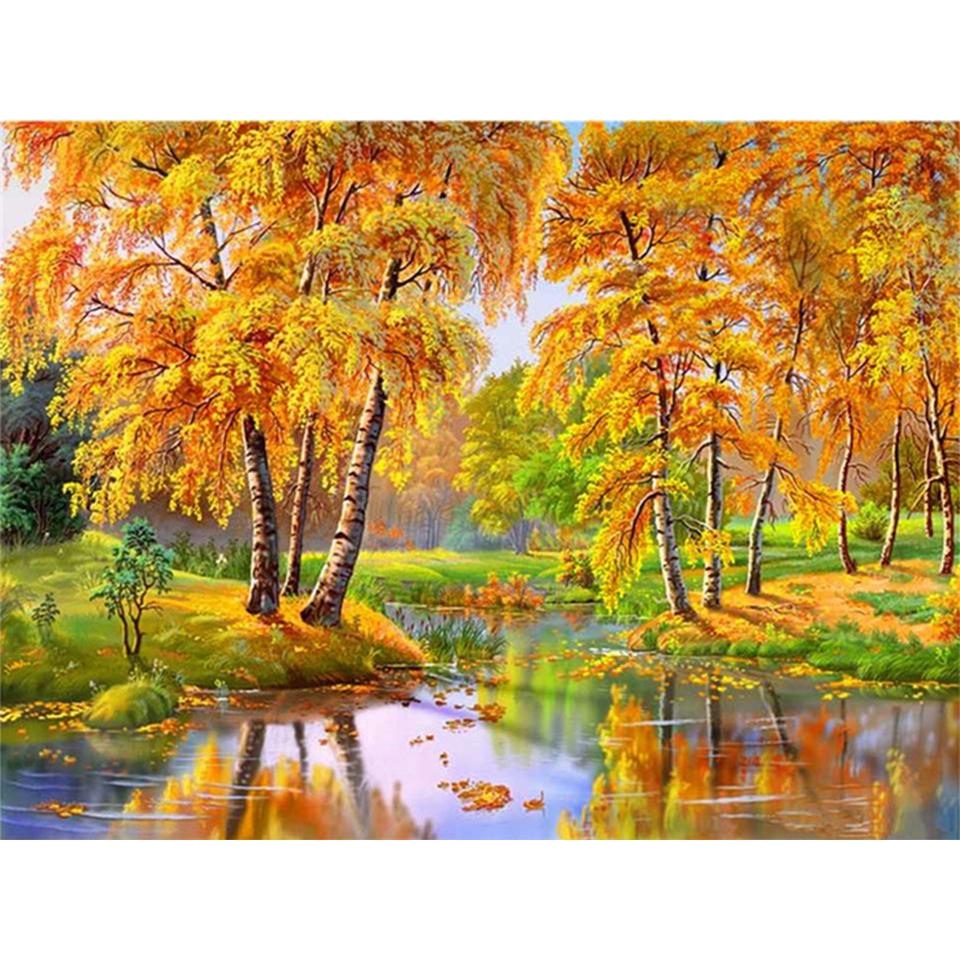 5D Diamond Painting Landscape Waterfall DIY Round Diamond Embroidery Cross Stitch Painting Mosaic Rhinestone Picture Decoration