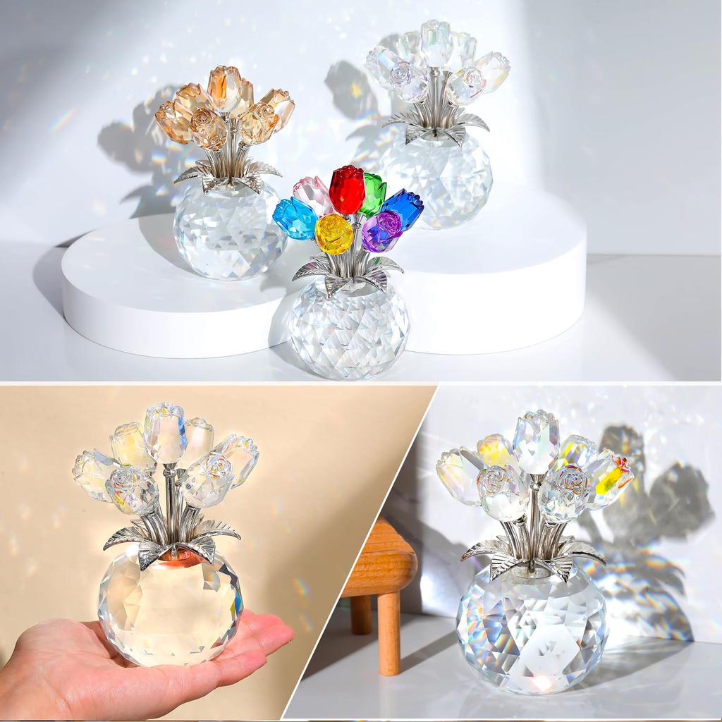 Hochzeitstagsgeschenk für Frauen: Beliebtes K9 Kristall Transparent Rose Geschenk - Ein Strauß ewiger Rosen - Ein Rosenornament - Perfekt für Geburtstag
