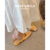 Sheepskin version! Inner heightening bag head half drag women's summer thick heel woven hollow Mary Jane cool slippers women's outer shoes