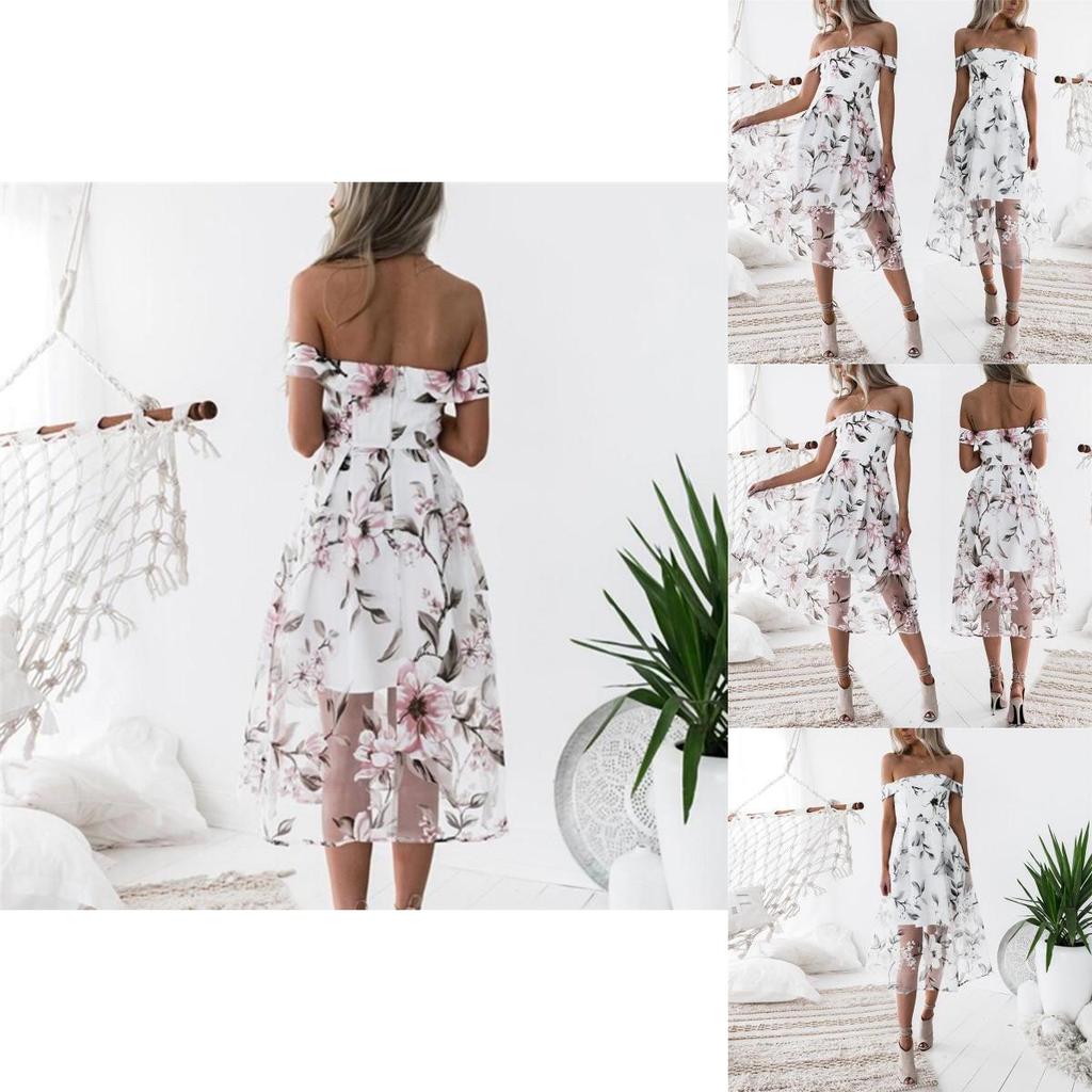 Elegant Women Clothing Vintage Organza Dress Long Off-shoulder Strapless Party Wear