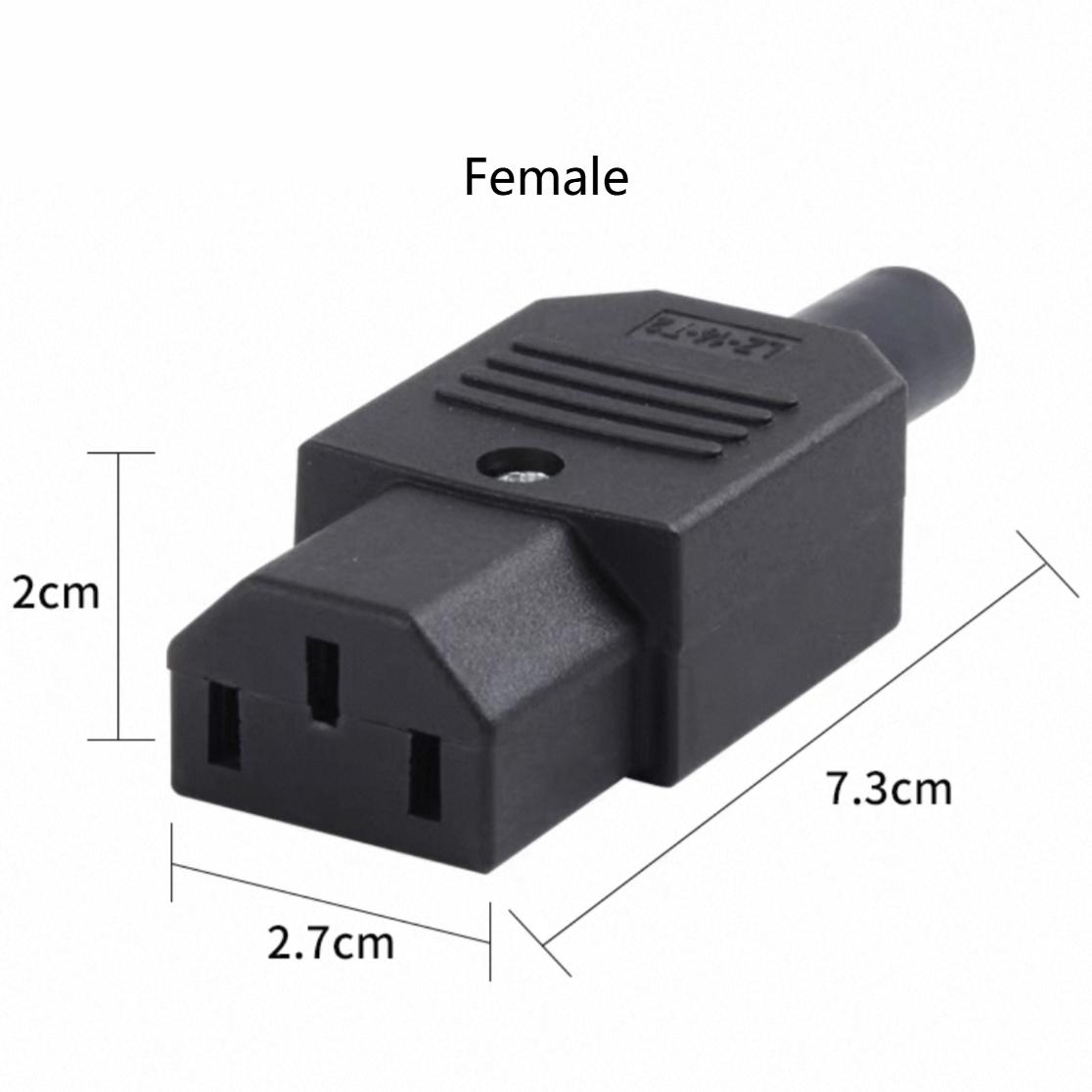 

IEC Straight Cable Plug Connector C13 C14 10A 250V Black female&male Plug Rewirable Power Connector 3 pin AC Socket