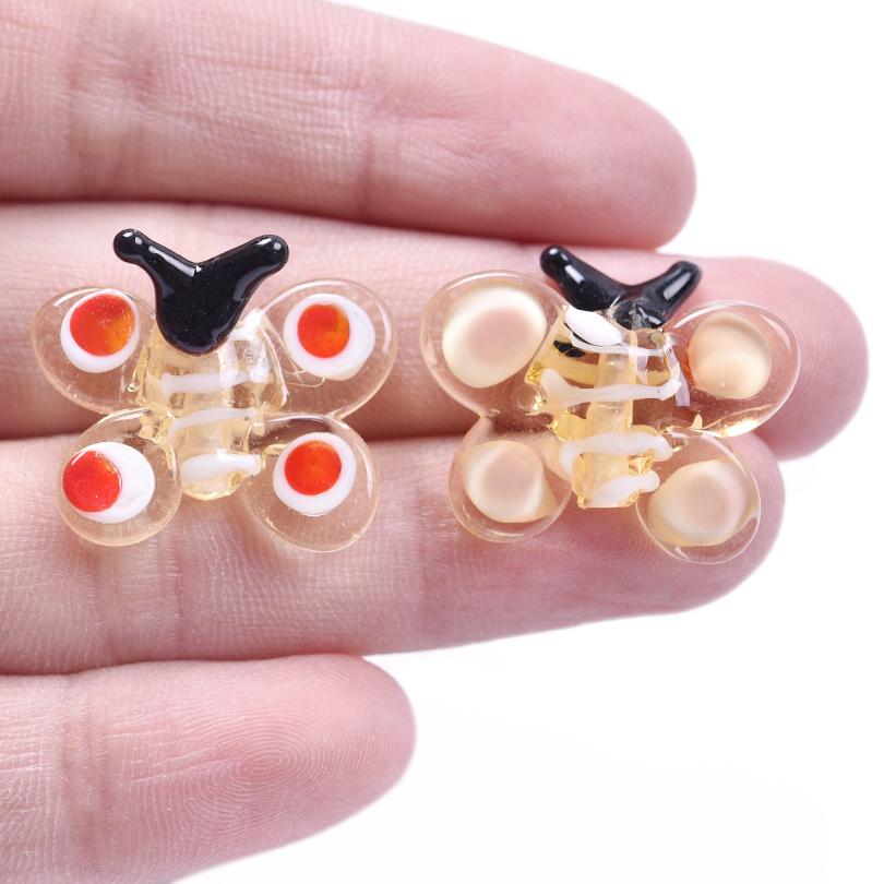 6pcs/Lot Animal Dragonfly Bee Butterfly Glass Beads For Jewelry Making Supplies Cactus Flower Spacer Bead Diy Accessories Bulk
