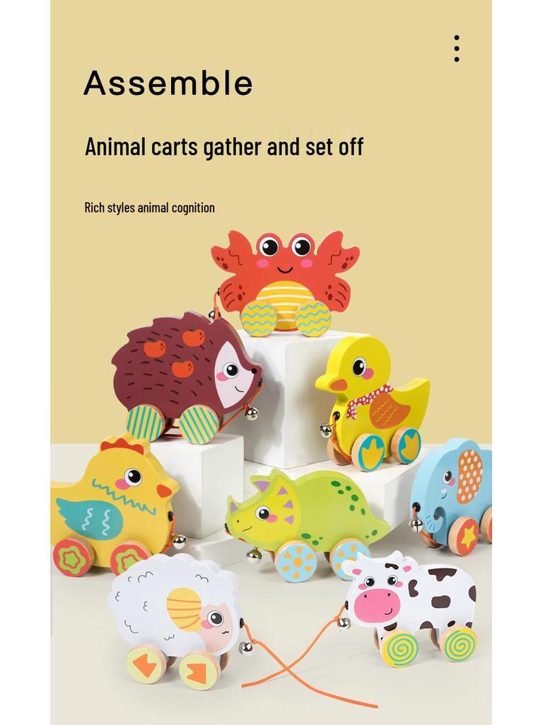 Wooden Animal Baby Walker & Pull Toy for Infants and Toddlers