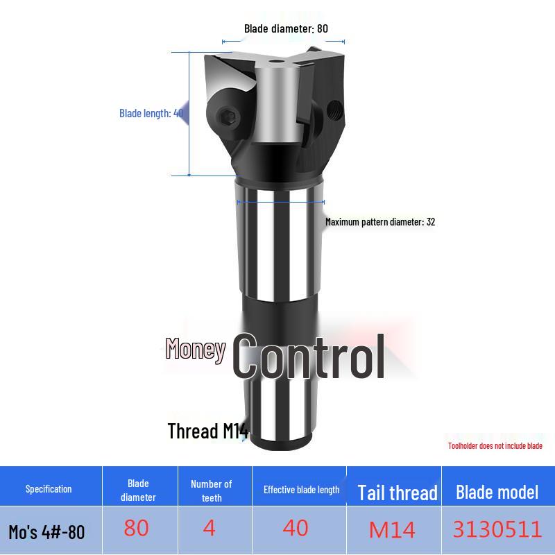 Triangular Right-Angle Face Milling Cutter, Interchangeable Head, Morse 3# 4# Straight/R8 Shank, 90° Triangular Insert.