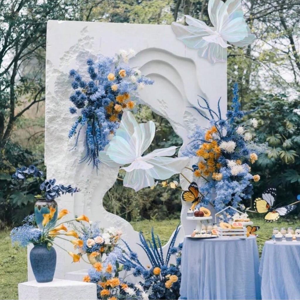 1Pc Silk Yarn Artificial Butterfly Mariage Decor Wedding Party Outdoor Holiday Decoration Display Giant Gauze Fake Butterfly