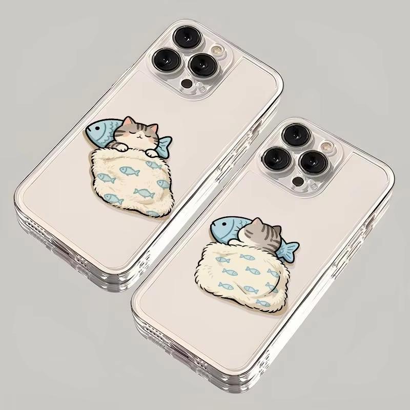Creative Sleeping Kittens Clear Phone Case For Samsung Galaxy S26 S24 S25 S23 Ultra S22 S21 S20 Plus FE A50 A71 A72 A73 Cover
