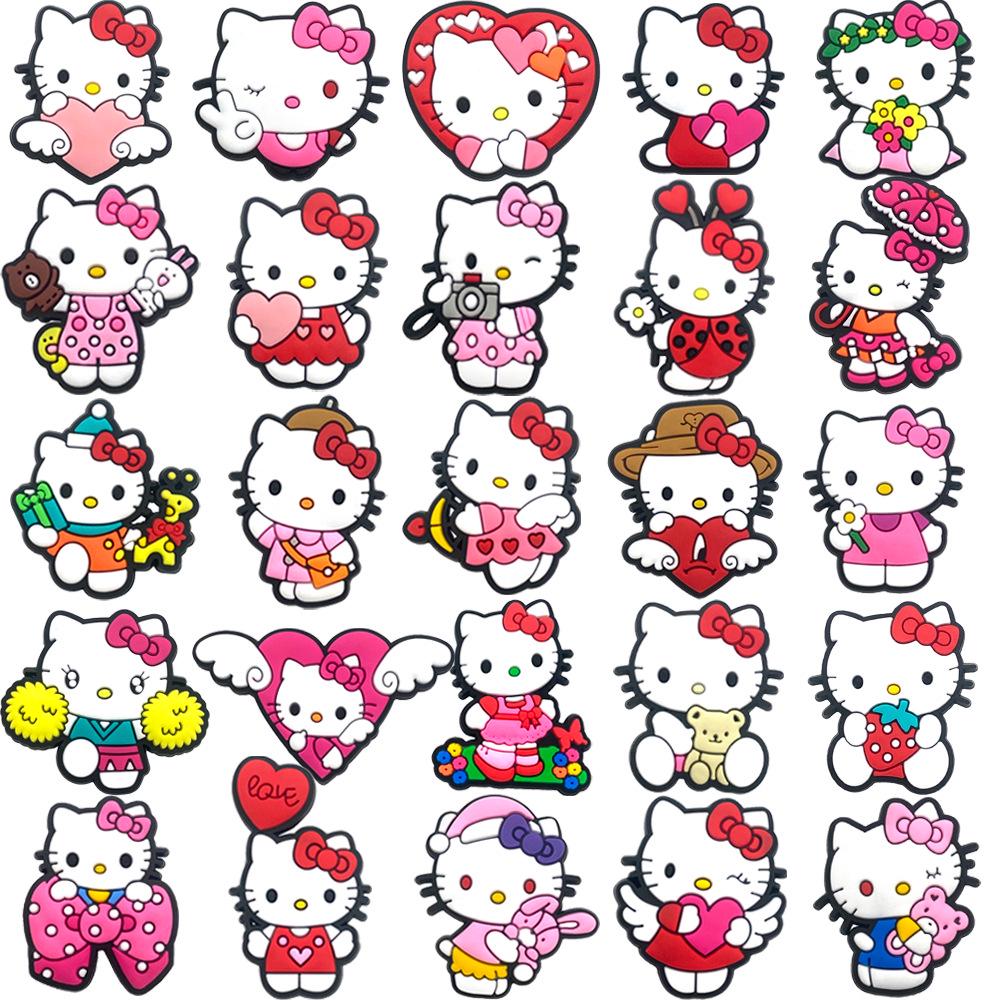 Набор аксессуаров для обуви Hello Kitty: Мягкие ПВХ Резиновые Цветочные Пряжки для Crocs.