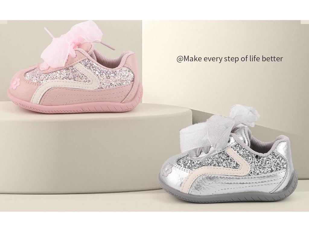 Baby Girl Princess Bow Shoes: Soft Sole Non-Slip Toddler Sneakers for Spring