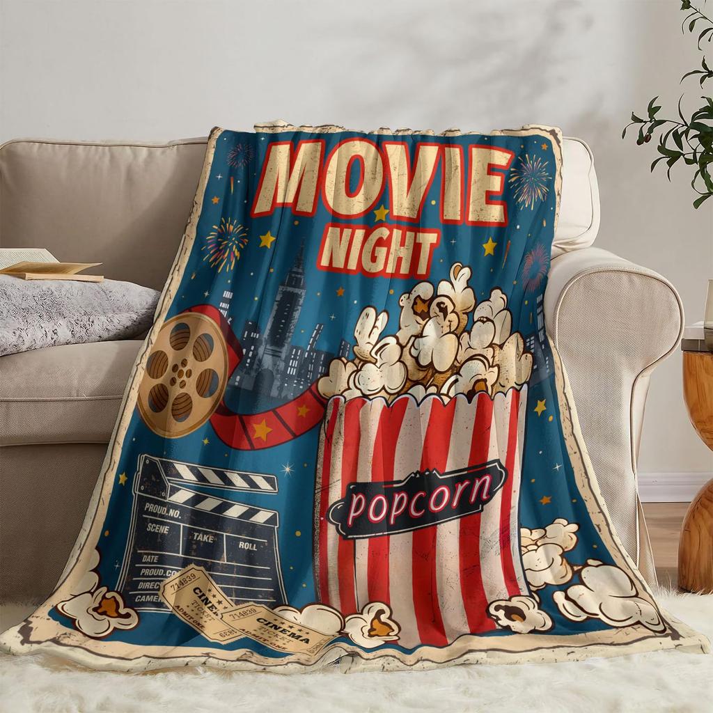 Movie Night Gift Printed Blanket for Sofa Bed Travel Camping Living Room Office Conditioning Blanket for All Seasons Gifts