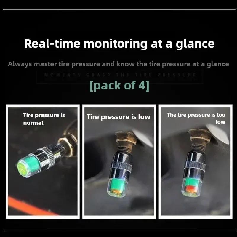 Car Tire Pressure Monitor Valve Cap Tool Tire External Valve Detection Sensor Indicator Alert Auto Tire Pressure Inspection