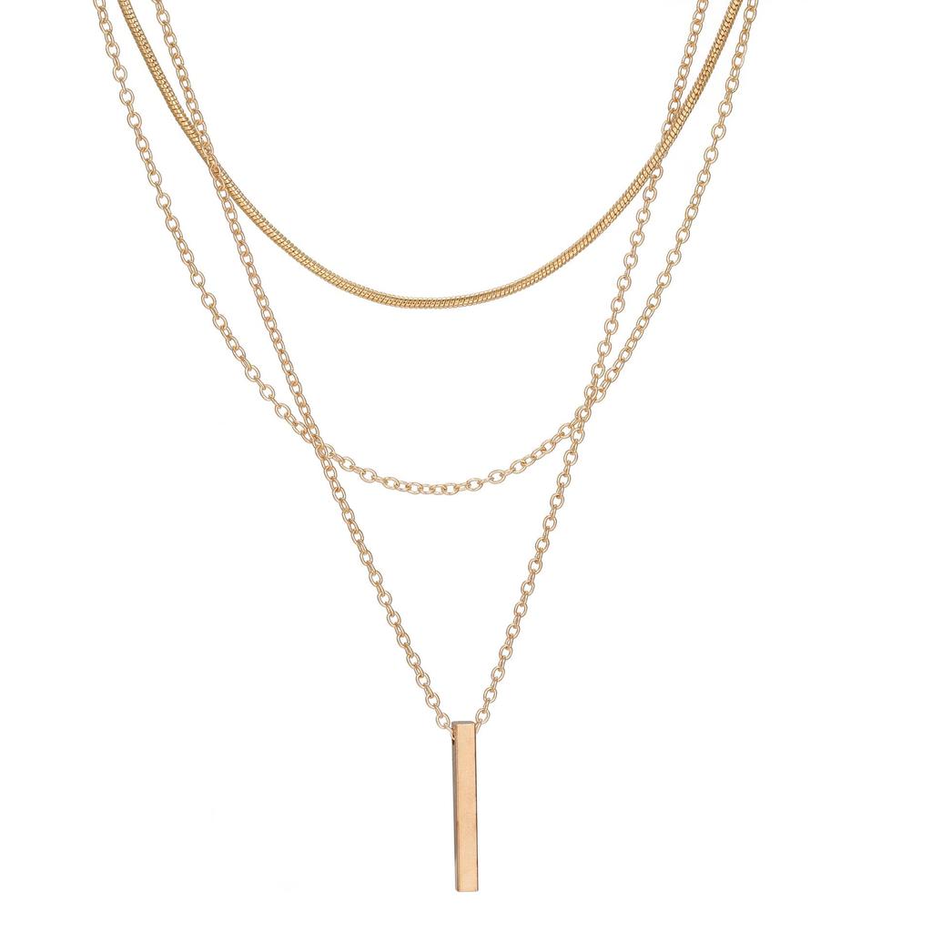Layered Clavicle Chain: Women's Bestselling European & American Necklace with Small Stick Pendant