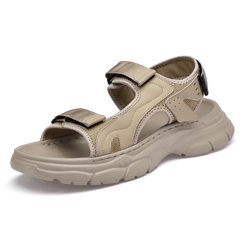 Men s Non-Slip Velcro Open-Toe Beach Sandals: Casual Outdoor Summer Shoes 43 песочный