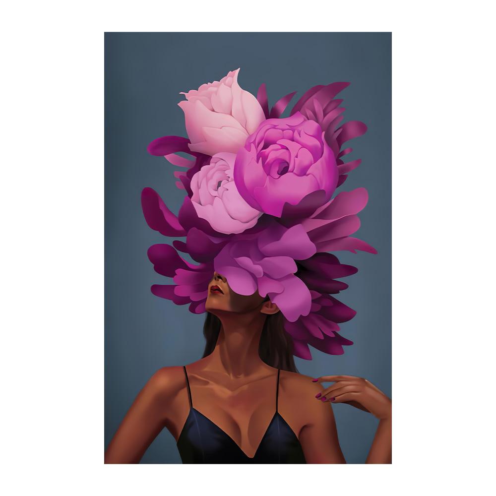 Nordic Flowers Head Woman Canvas Paintings On the Wall Art Posters And Prints Feather Girls Wall Pictures Home Decoration