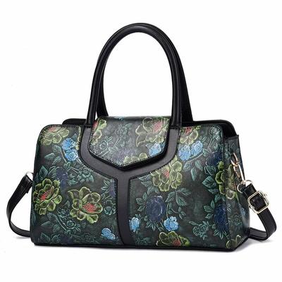 Dámská taška přes rameno retro květinový vzor přenosná taška PU visací luxusní crossbody dámské Boston bags móda