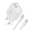 Síťová nabíječka C35W 2x USB-C s kabelem USB-C - iPhone Lightning - bílá