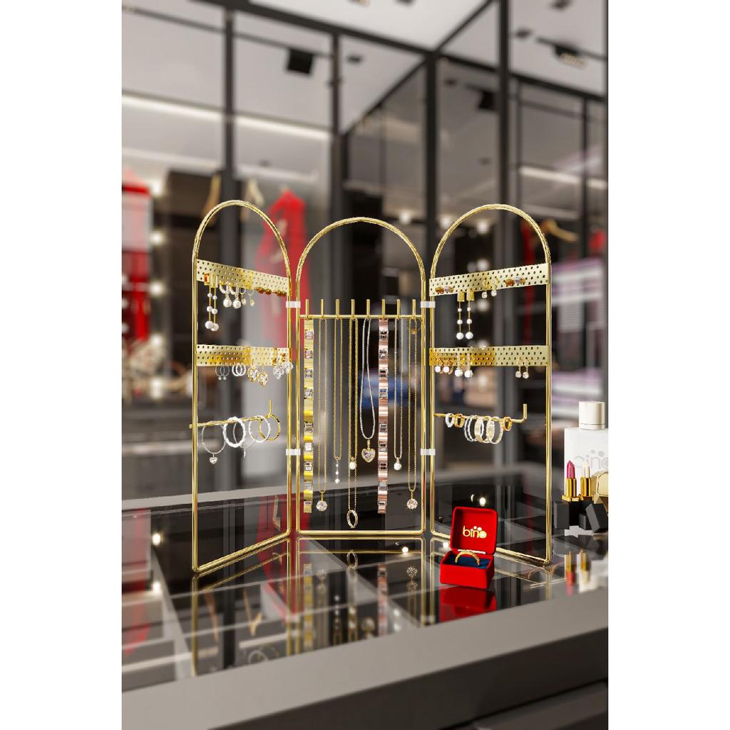 Organizer Jewelry Makeup Organizer Makeup Box Decorative Oval Jewelry Stand Necklace Ring Earring Holder