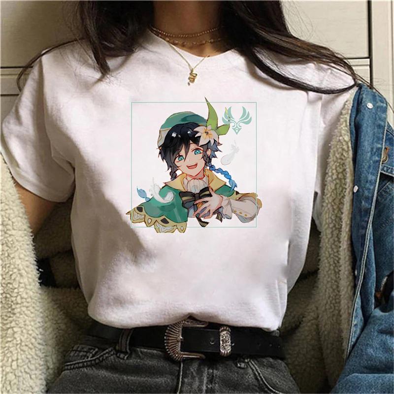 Graphic Kawaii Aesthetic Graphic Short Sleeve Tee Genshin Printed Women T-Shirts Harajuku O-Neck Casual Tops Female Clothes