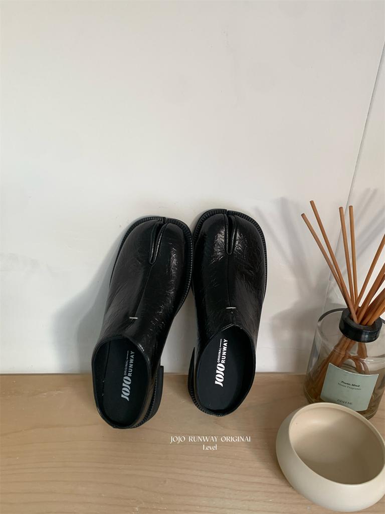 Fashion Bailamos Women Split Toe Slippers Tabi Ninja Slip On Flats Round Toe Shallow Lazy Boat Slingback Mules Shoes British Loafers