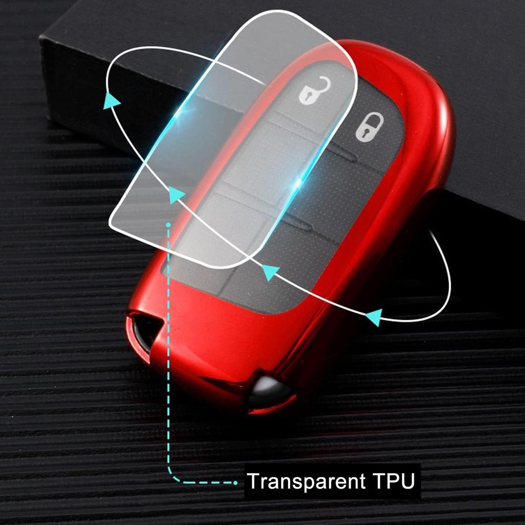 TANDRIVE Key Fob Cover Compatible With 2026 2025-2015 Jeep Compass Dodge Durango Cherokee Grand Cherokee Renegade Challenger Charger RAM Chrysler