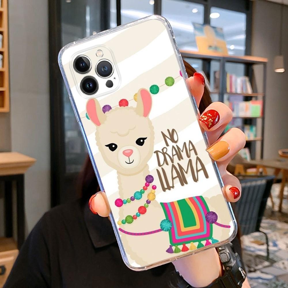 Cartoon Lama Phone Case For iPhone 15 14 11 12 13 Mini Pro XS Max Cover 6 7 8 Plus X XR SE 2020 Funda Shell