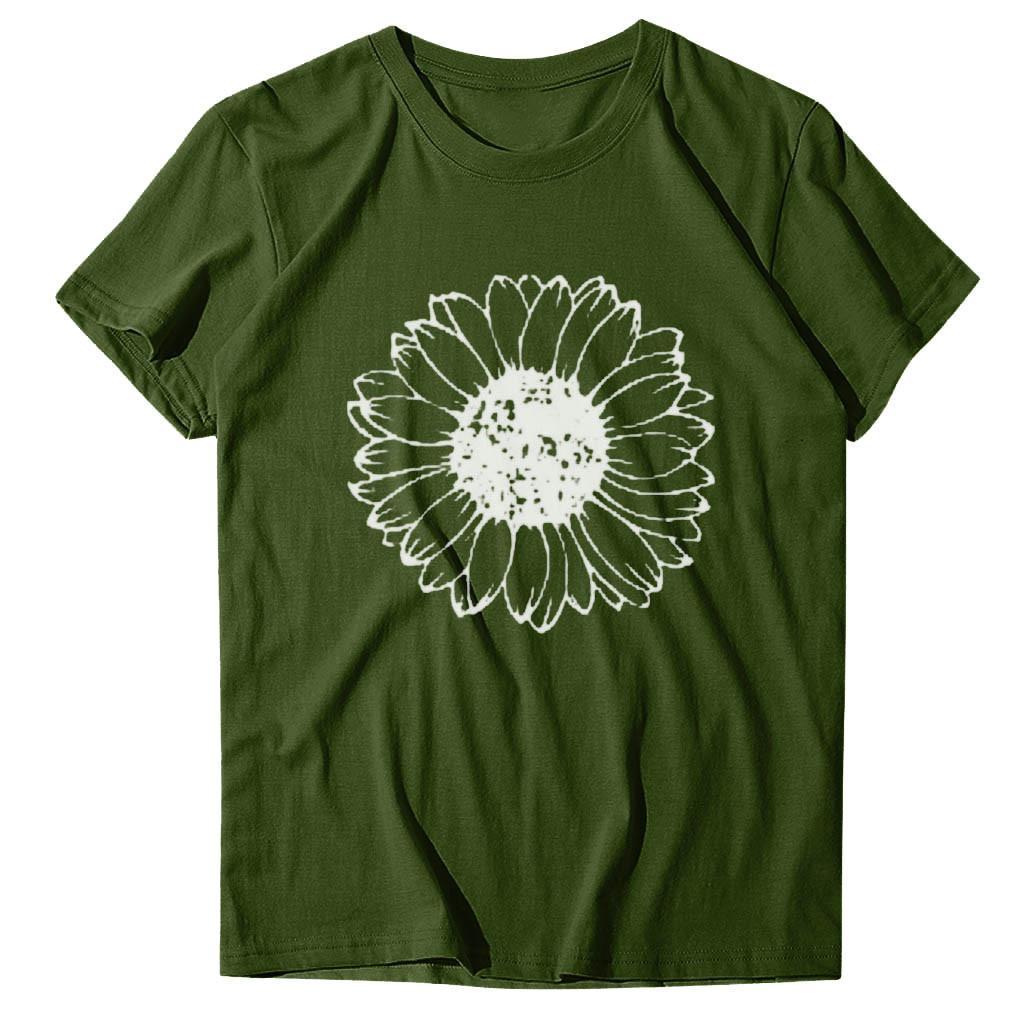 Women Casual Printing Short Sleeves Loose T-Shirt Blouse Tops