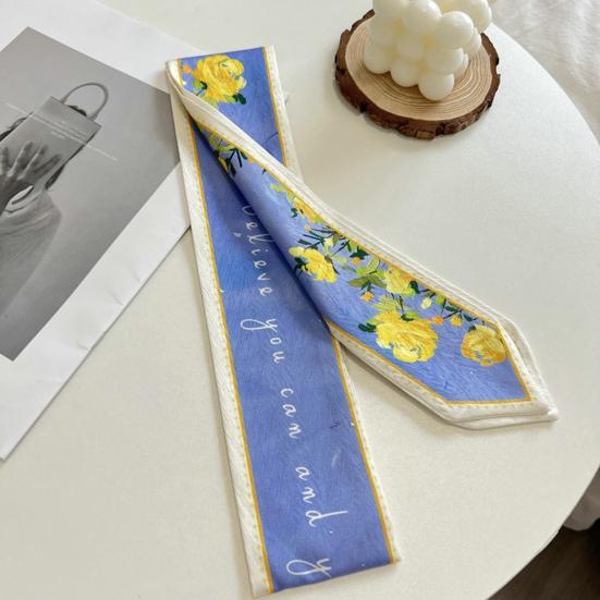 Kvinner Sommer Skjerf Bag Dekorasjon Myk Kontrast Farge Blomstertrykk Kunstnerisk Maleri Dekorer Hals Glatt snøring Dame Hårbånd Hårtilbehør