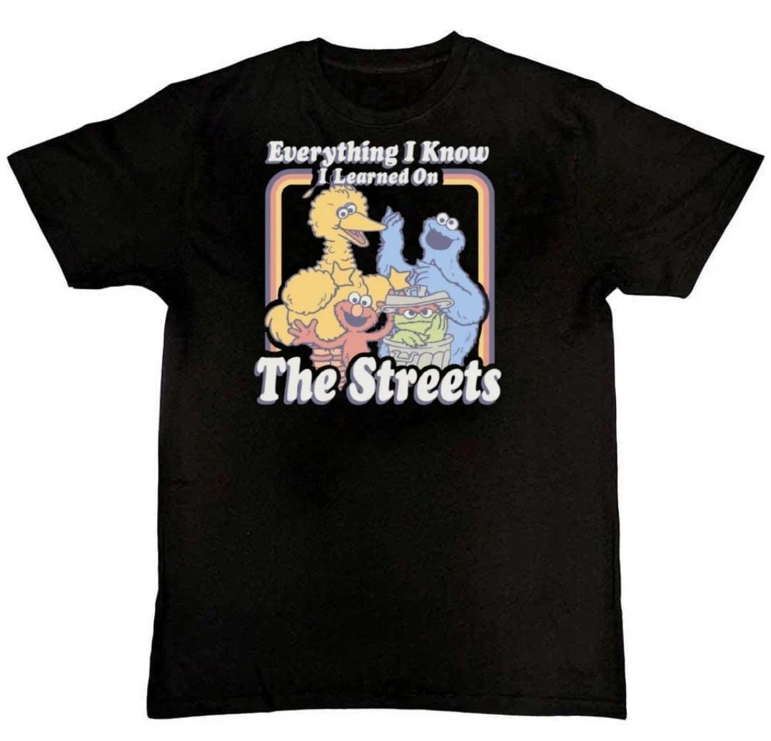 SESAME STREET EVERYTHING I KNOW I LEARNED IT ON Mens 100% Cotton T-shirt Mens Tees Top 2XL