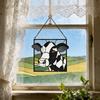 Handcrafted Black White Cow Suncatcher Stained Glass Style Window Hanging Panel 2D Acrylic Cow Ornament for Farmhouse Window Wall Decor Gift for