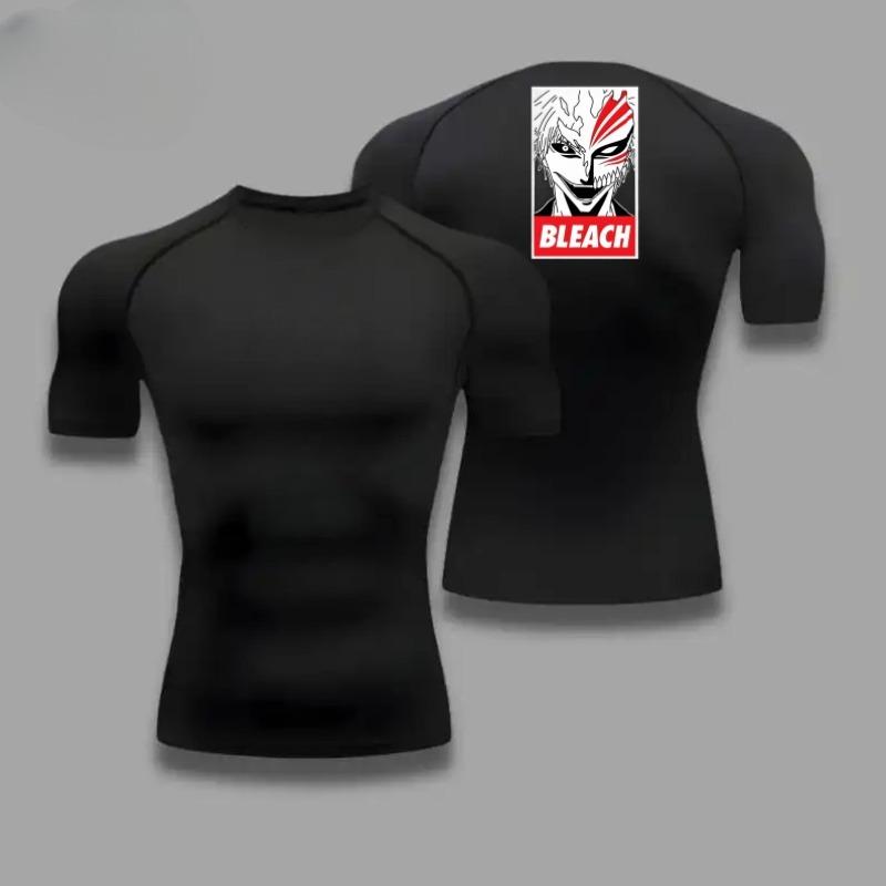 Bleach Men's Compressed Shirt Sports Quick Drying Fitness T-shirt Sweat-Absorbent Jogging Cycling Outdoor 8 Colors Short Sleeve