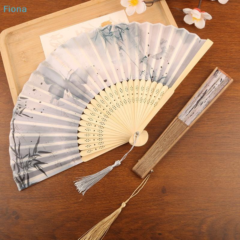 Purple Butterfly Bamboo Folding Hand Fan,Chinese Style Silk Handheld Fan with Tassel for Summer,Wedding & Decor