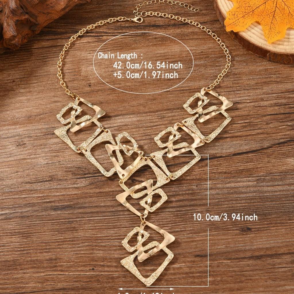 Exaggerated Fashion Accessory Geometric Triangle Rectangular Necklace Hollow