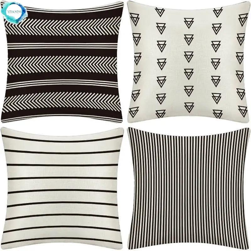 Exquisite Fashion Items Unisex Black/White Simple Modern And Arrow Lines Pillowcase Linen Cushion Cover Home Decoration For Sofa Car